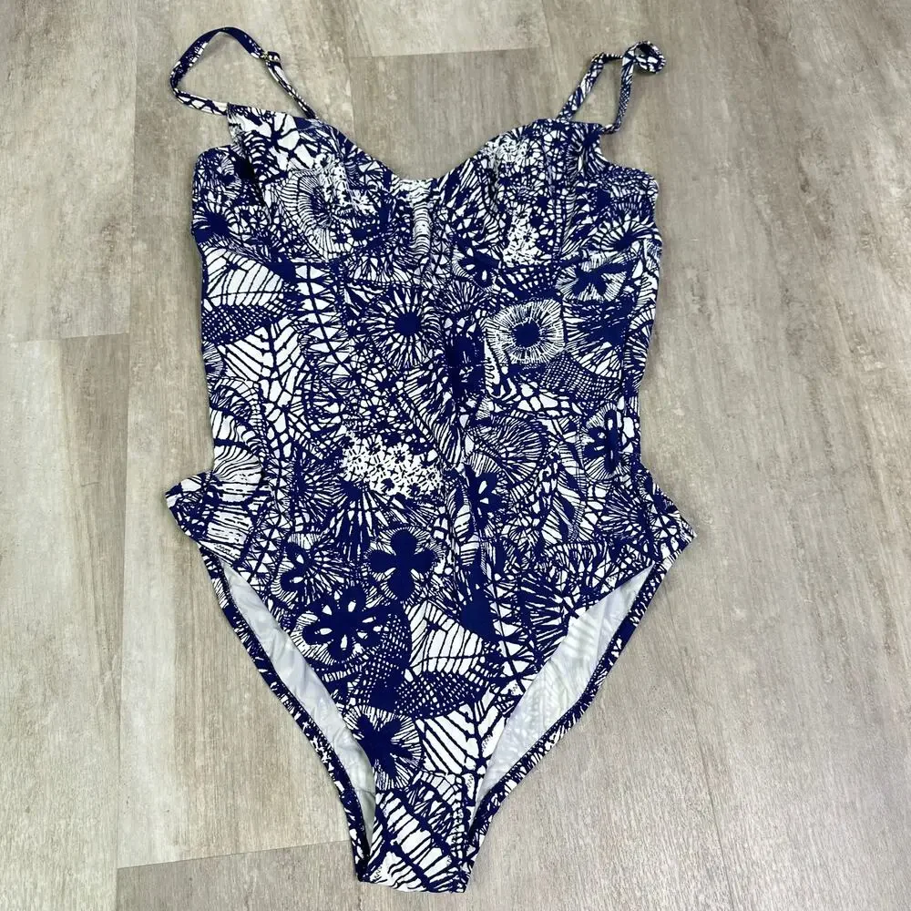 Tory Burch Baltic Sea Dream Catcher Underwire One Piece Swimsuit Size Large